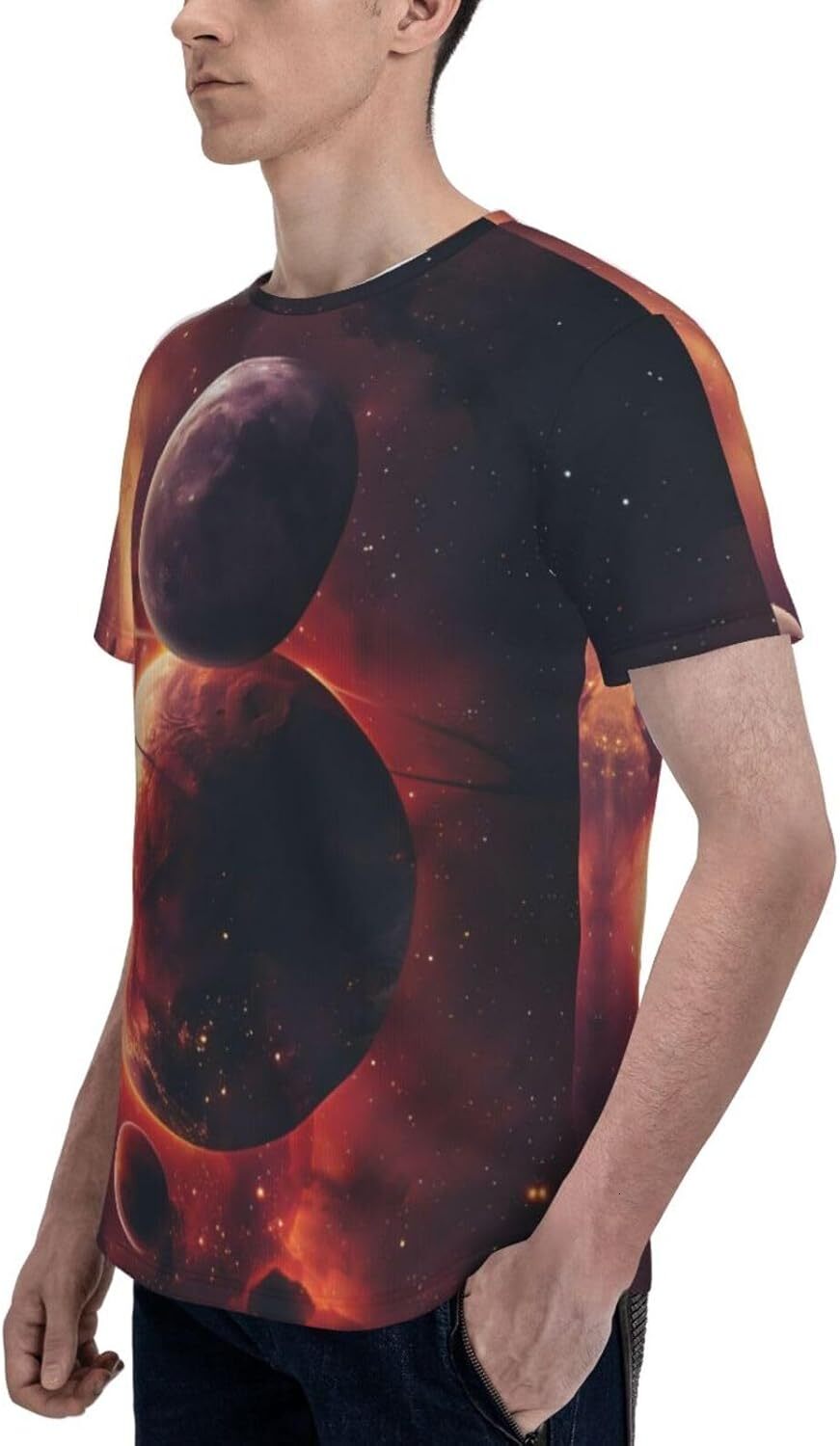 Mens T shirt Planet Universe Funny 3D Printed T-Shirt for Men Women Bloody Planet Comfort Fit Trendy Casual Short Sleeve Top tee Casual tops summer cl