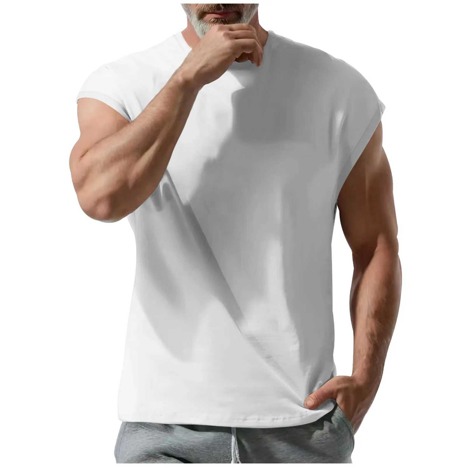 Mens Gym Tank Top MenS Breathable Sleeveless Shirt Tops Slim Fashion Summer Round Neck Short Sleeve Ropa De Hombre 2024T250318