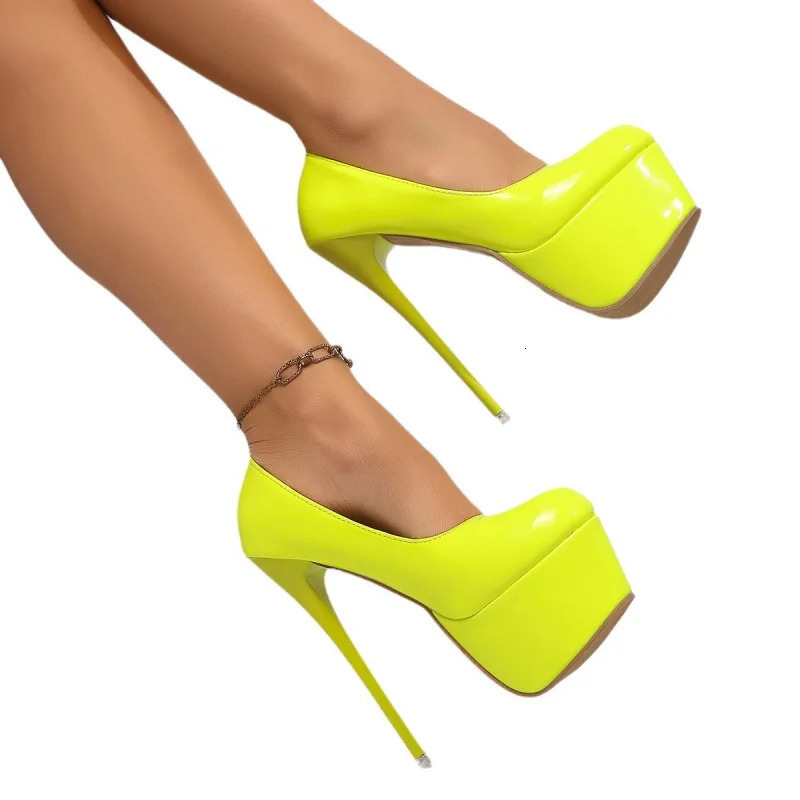 plus Size 16CM High Single for Women Ultra Thin Heel Sexy Waterproof Platform Solid Color Sky High Fashion Shoes 250306