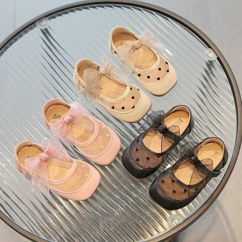 Little Girls Mary Janes Mesh Riband Square Toe Cute Children Flat Shoes 21-30 Toddler Autumn Three Colors Stylish Kids ShoeT250306
