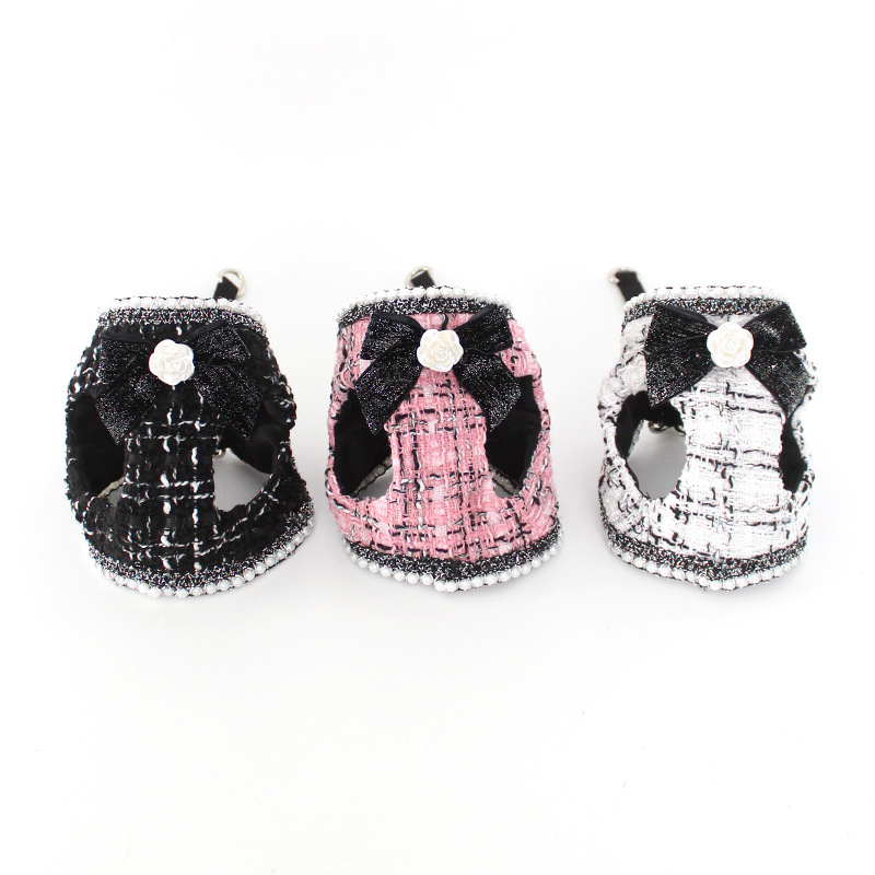 Chic Designer Dog Vest Harness, Ins-style Luxury Pet Supplies, Yorkie Dog Harness Leash for Small Dogs