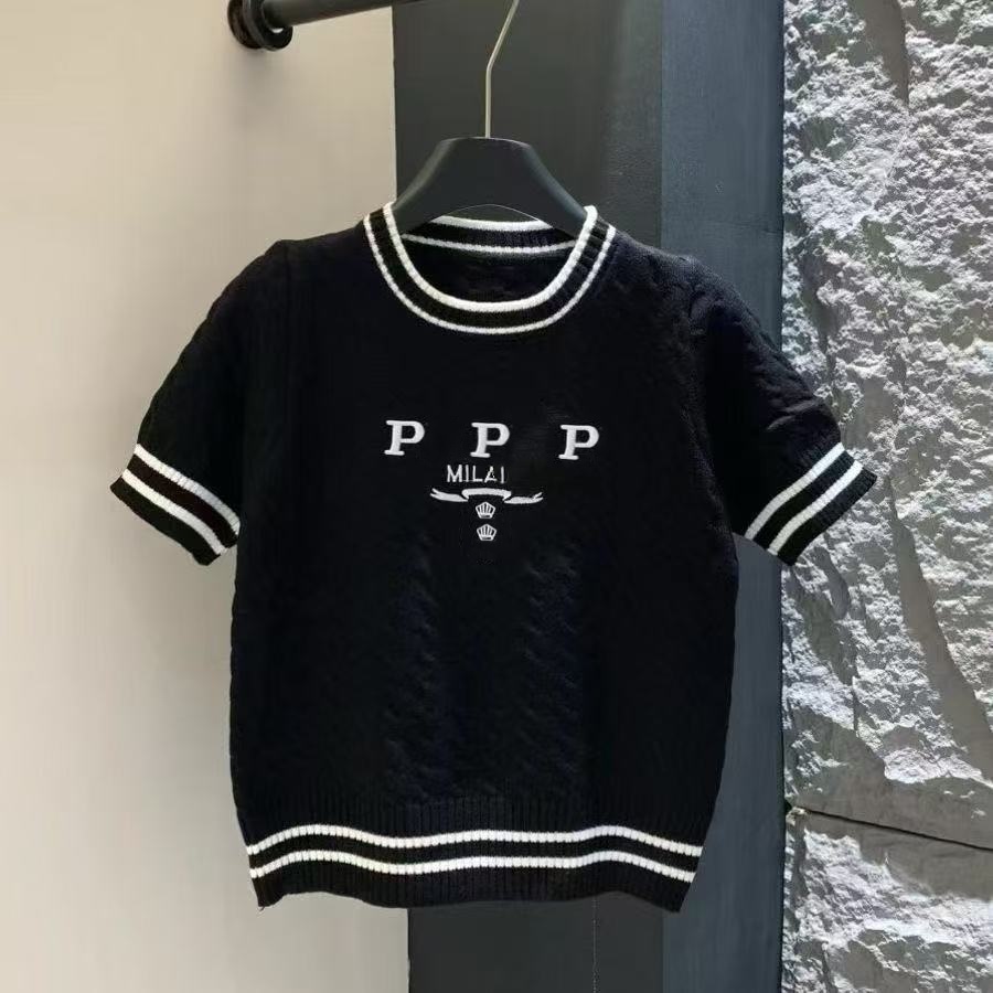 Womens Knits sweater fashion tank top designer t shirt women Summer breathable round neck letter pullover new casual short sleeved top women's clothing