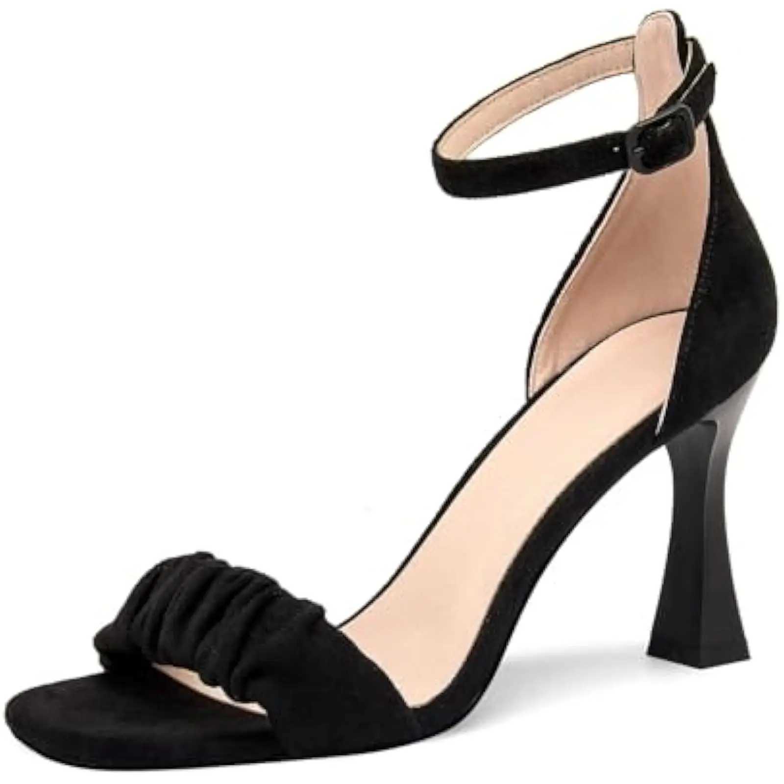 Elegant Wens High H Black Open Square Toe sandals stiletto heels and ankle straps - perfect for weddings and wedding events Y250306