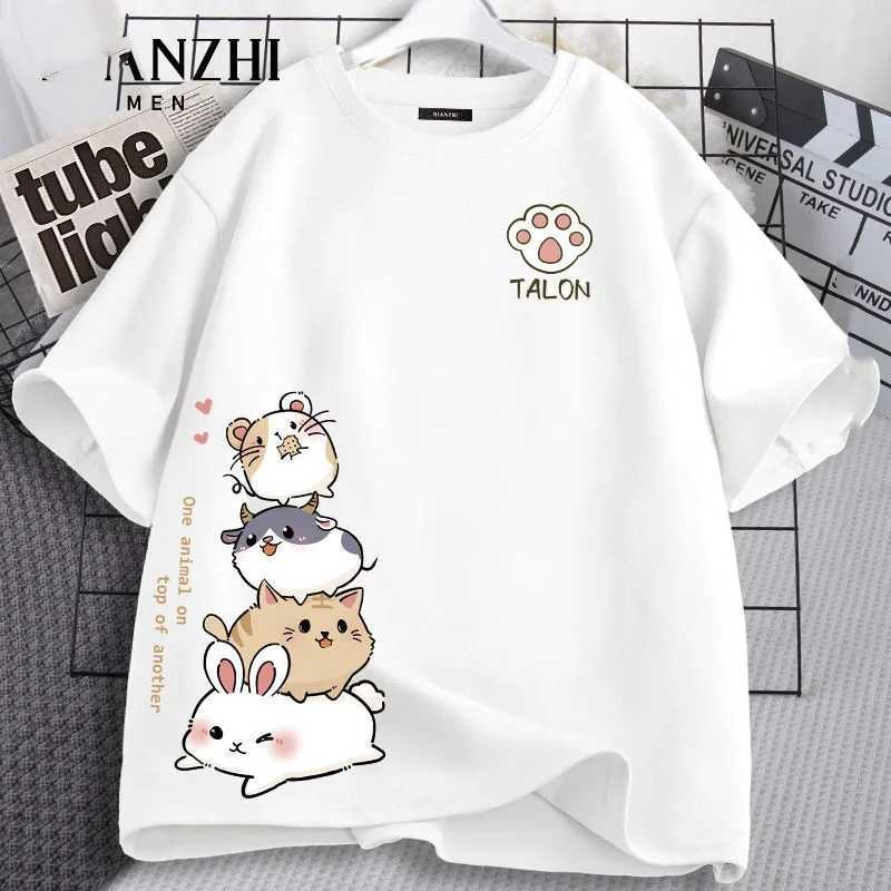 Kids Summer Cotton Short Sleeve T-Shirt Top Cute Critter Print Girls School T-Shirt Home Soft Pajama T-Shirt Street Tee TopsT250306