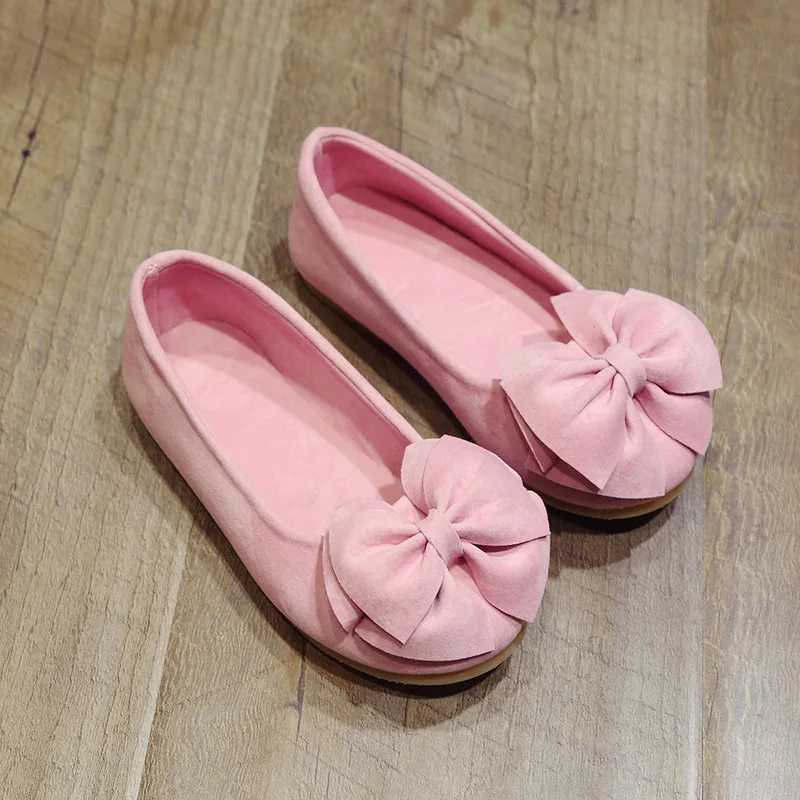 Kids Bowtie Moccasin Loafers Spring Autumn Girls Princess Sweet Shoes Casual Bow-knot Soft Childrens Suede Shoes Toddler ShoesT250306
