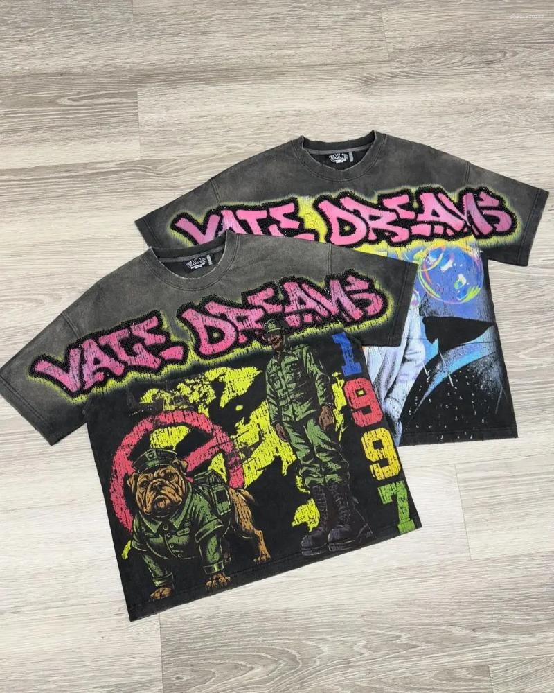 Men's T Shirts Vintage Big Graphic Oversized Tops Harajuku Gothic American All Cotton Short Sleeve Shirt Men Clothing
