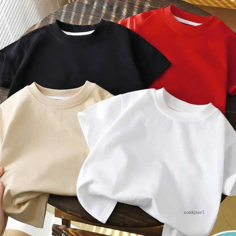 Childrens Cotton Short Sleeve White Red Black T-shirt Girls Summer Baby Clothes Kids Boys Tops T250603