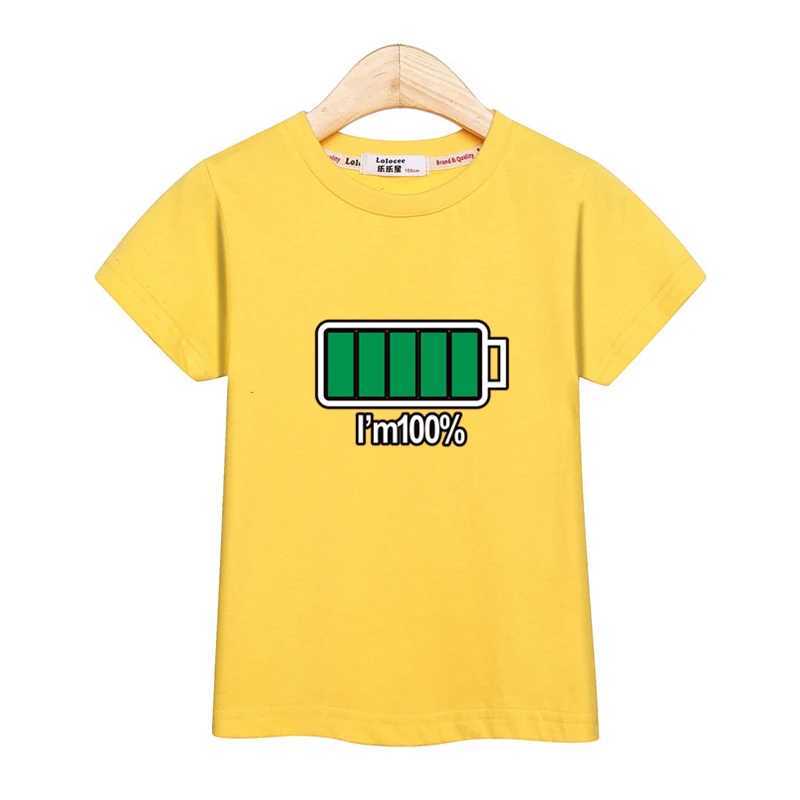 3-13T Children Casual T-shirt Battery Graphic Top Boys Summer Short Sleeved Shirt O-neck Cotton ClothesT250306