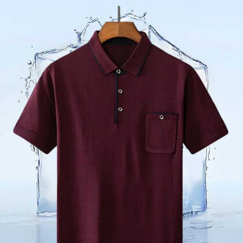 Mens Clothing 2023 Summer Fashion Business Casual Buttons Polo Shirt Male Short Sleeve Loose Pocket Comfortable Cotton Tee Tops X250306