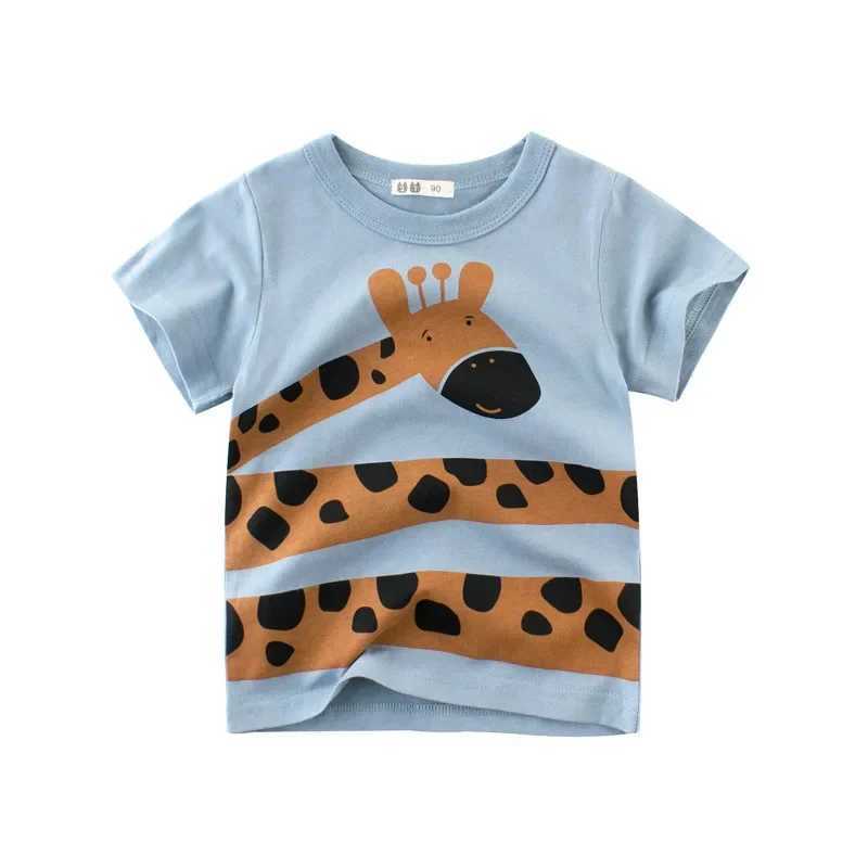 2025 Summer Cartoon Elephant T Shirt Boys Girls Animals Short Sleeve O-Neck T-Shirts Kids Clothes Toddler Cotton TopsT250306