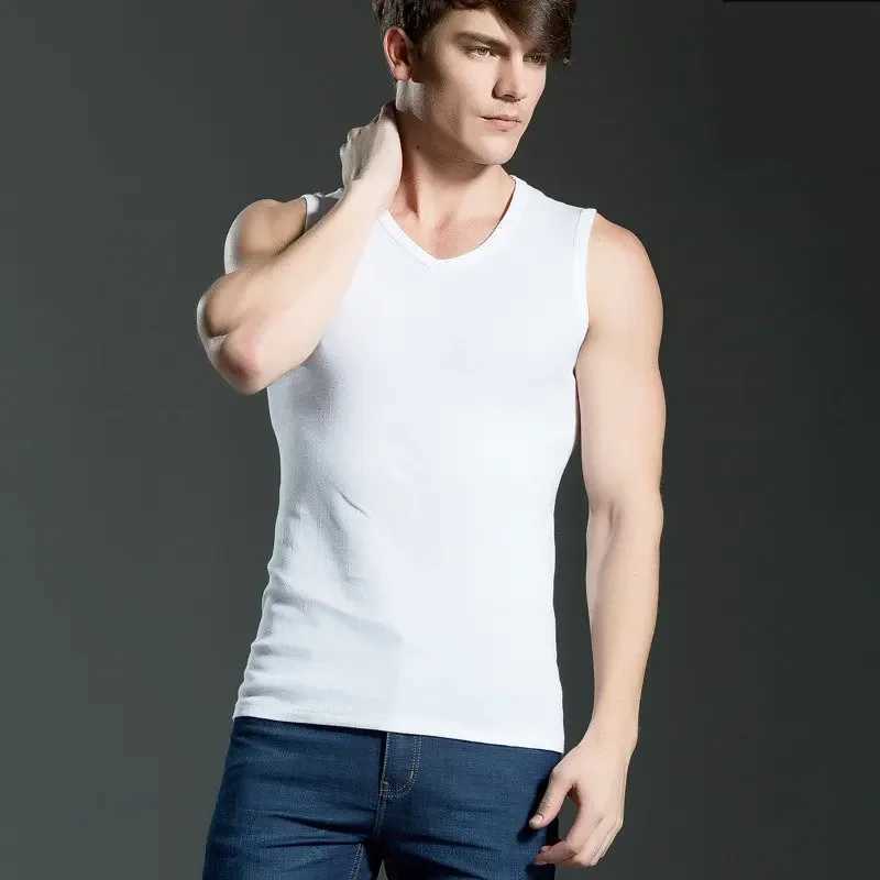 Pure Cotton 100% Mens Tank Top MRMT 2025 Brand New Wide Shoulder Men Vest Sleeveless Exercise Tops For Male Elastic Mans VestT250318