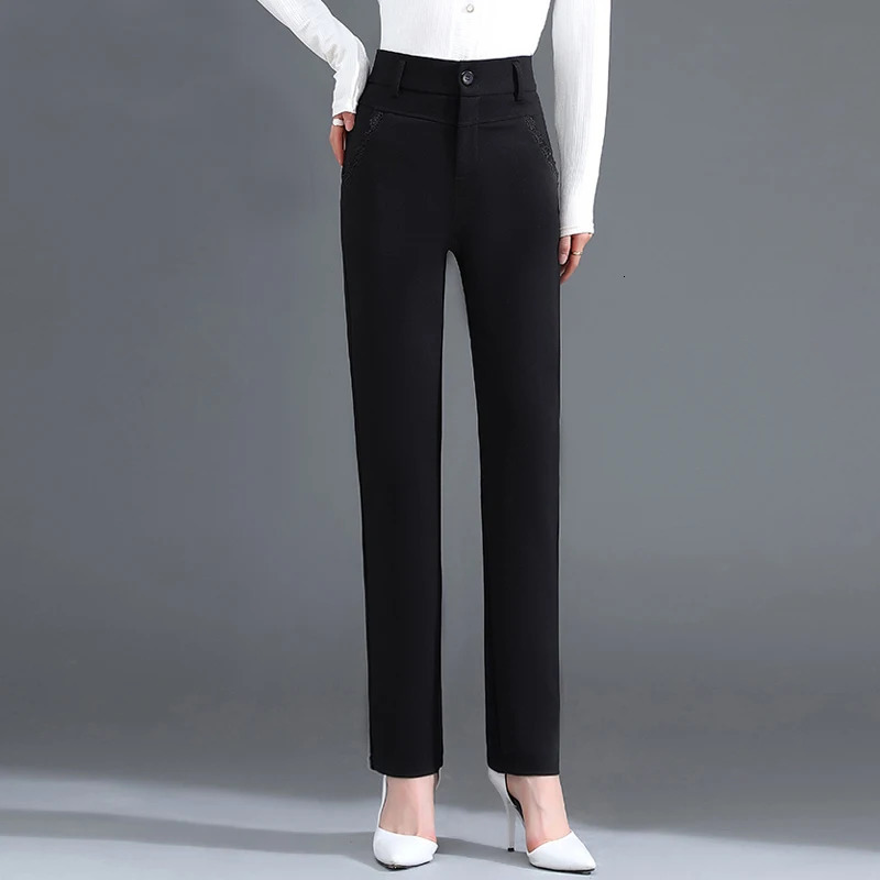 Blue High Waist Straight Tube Pants Womens Loose Spring Autumn Narrow Fit Slim Drop Feel Suit Plus Size Long M5XL 250306