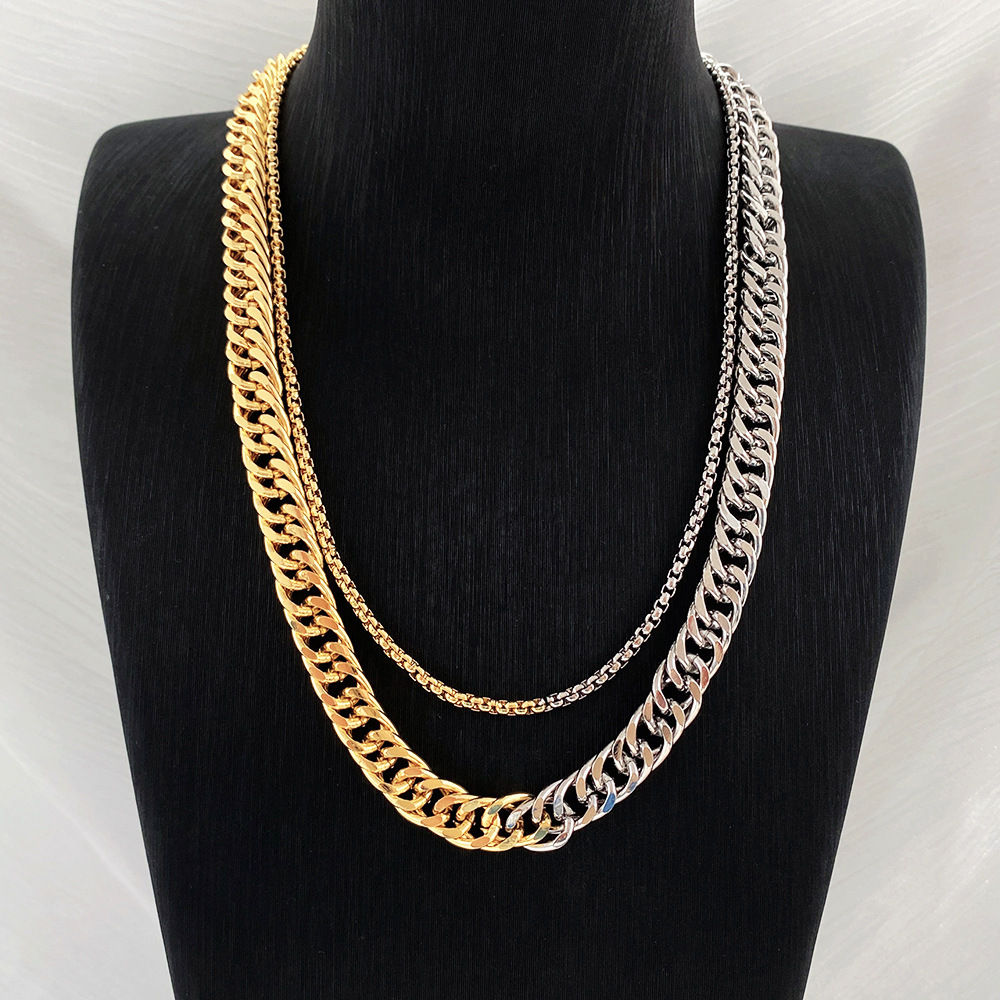 Simple Retro Niche Black And White Gold Ins Fashion High-grade Cuban Necklace Women's Jewelry