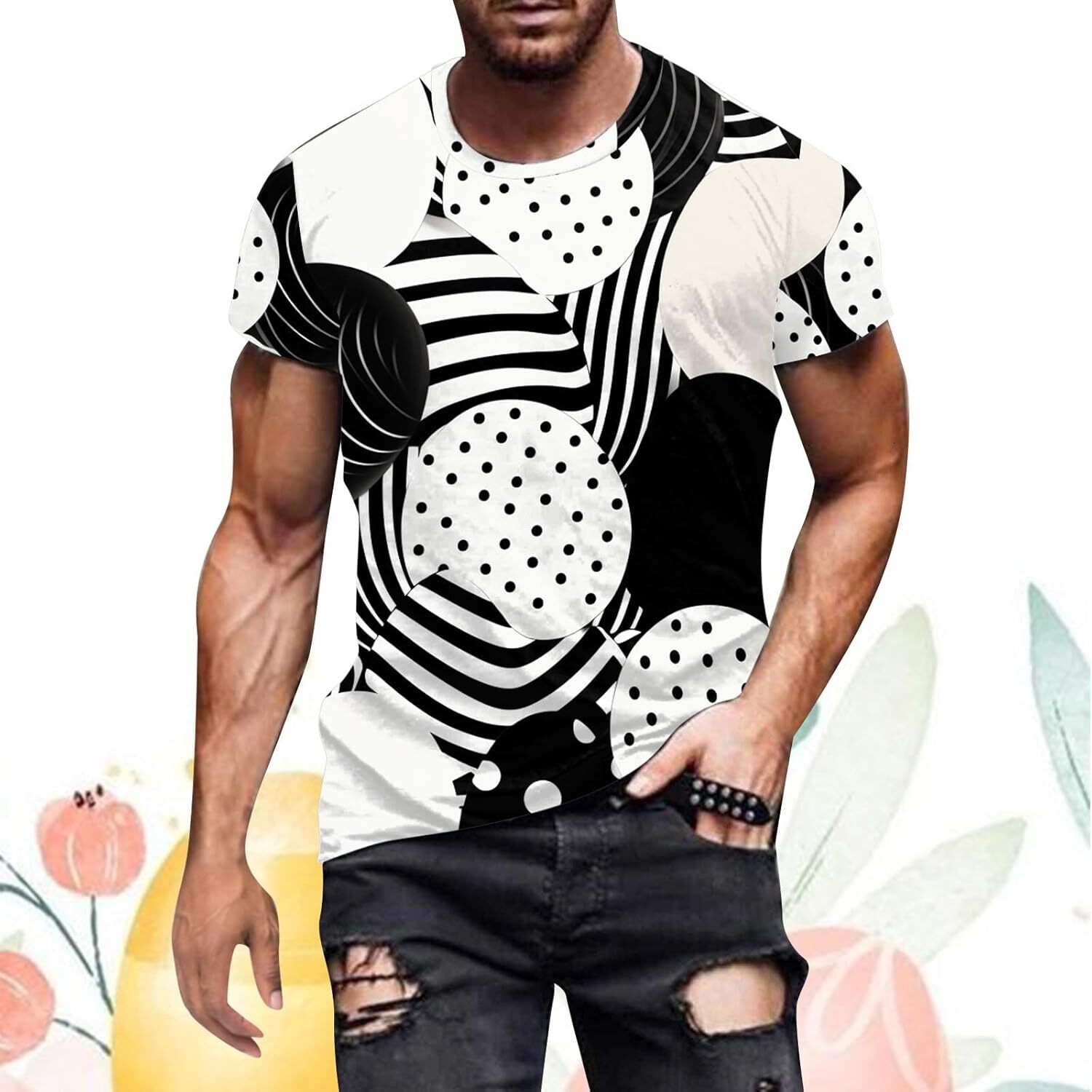 Mens T shirt Easter T Shirts with Pockets for Men Mens Digital 3D Printed T Shirt Short Sleeved Shirt Top Lapel Sleeve Casual tops summer clothes