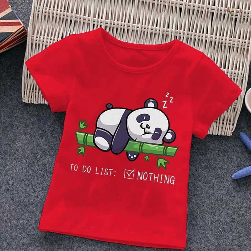 2022 Summer Kids Fashion Cartoon T-Shirt Funny panda Print Boys Girl summer Tees Children Harajuku Baby Tshirts 2-14Y Tops 2022T250306