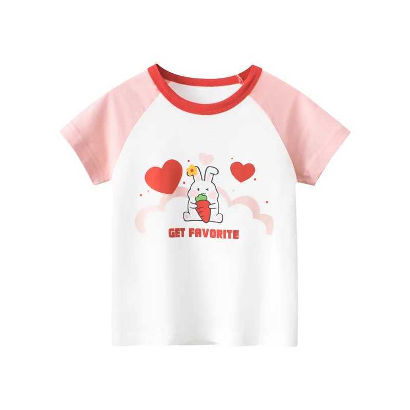 2023 Children Girls T-Shirts Clothing 100% Cotton Short Sleeve Butterfly Bear Rabbit Cartoon Kids Boys Casual Sport Top TeesT250306