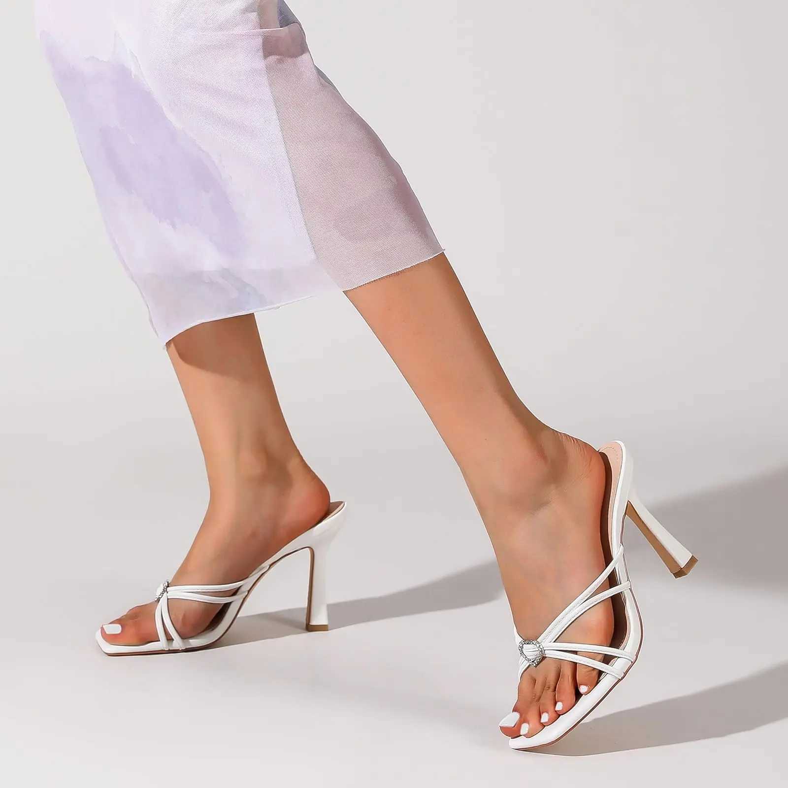 Wens dressy sandals open toe square stiletto heel. Elegant reliable summer slip- h for a sexy look. Y250306