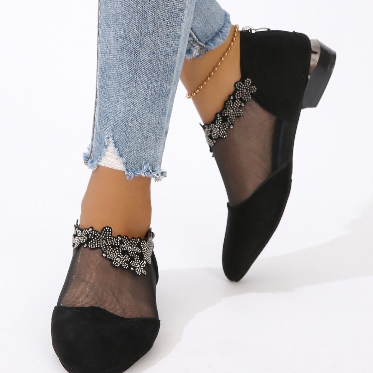 Sandals plus size with diamond studded decoration 2025 summer new women's slope mesh surface ddmykukumalu
