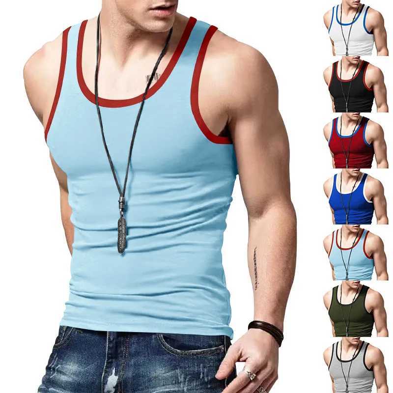 2024 New Mens Tank Top Trendy Straddle Sports Casual Summer Bottom Multi Color Sweatshirt Vest for MenT250318