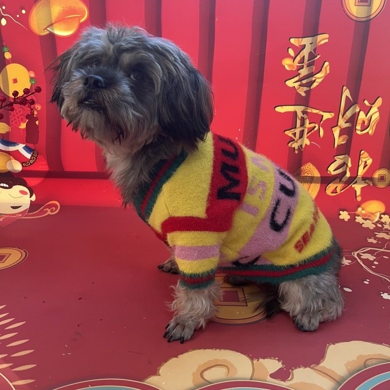 Designer Dog Clothes Luxury Dog Sweaters, Classic Thickened Mink Cashmere Pet Sweater, Thermal Puppy Winter Coat, Warm Dog Shirt Outfits for Small Medium Dogs L Y273