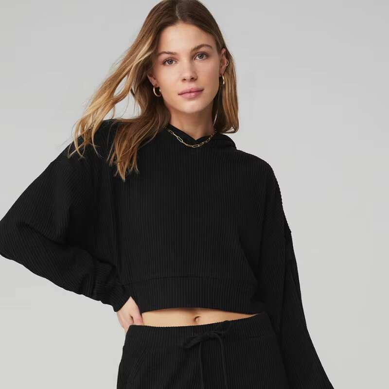 High Quality Plain Custom Cotton Oversized Cropped Women's Terry Boxy Hoodie