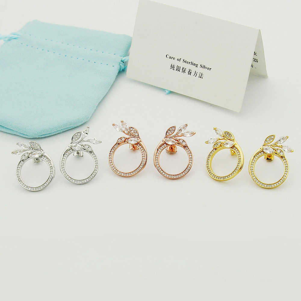 Dangle Chandelier Asian Gold Jewelry t Ring Full Diamond Olive Leaf Earnail Horse Eye Vine Round Female H250306