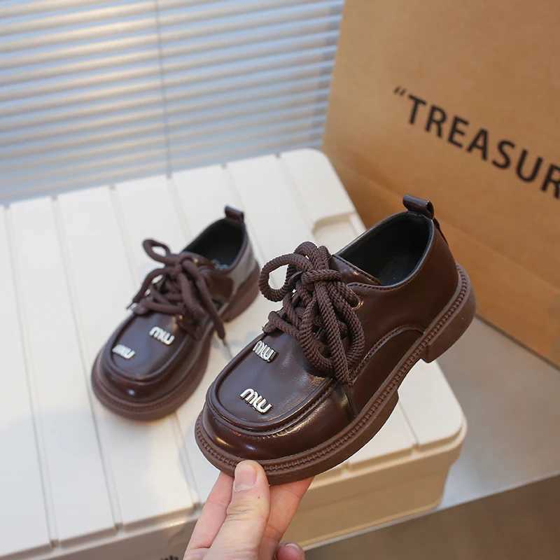 Girls Shoes 2024 Fashion Spring Autumn Kids Children Elegant Pu Leather Princess Soft Rubber Student Street Shoes BabyT250306