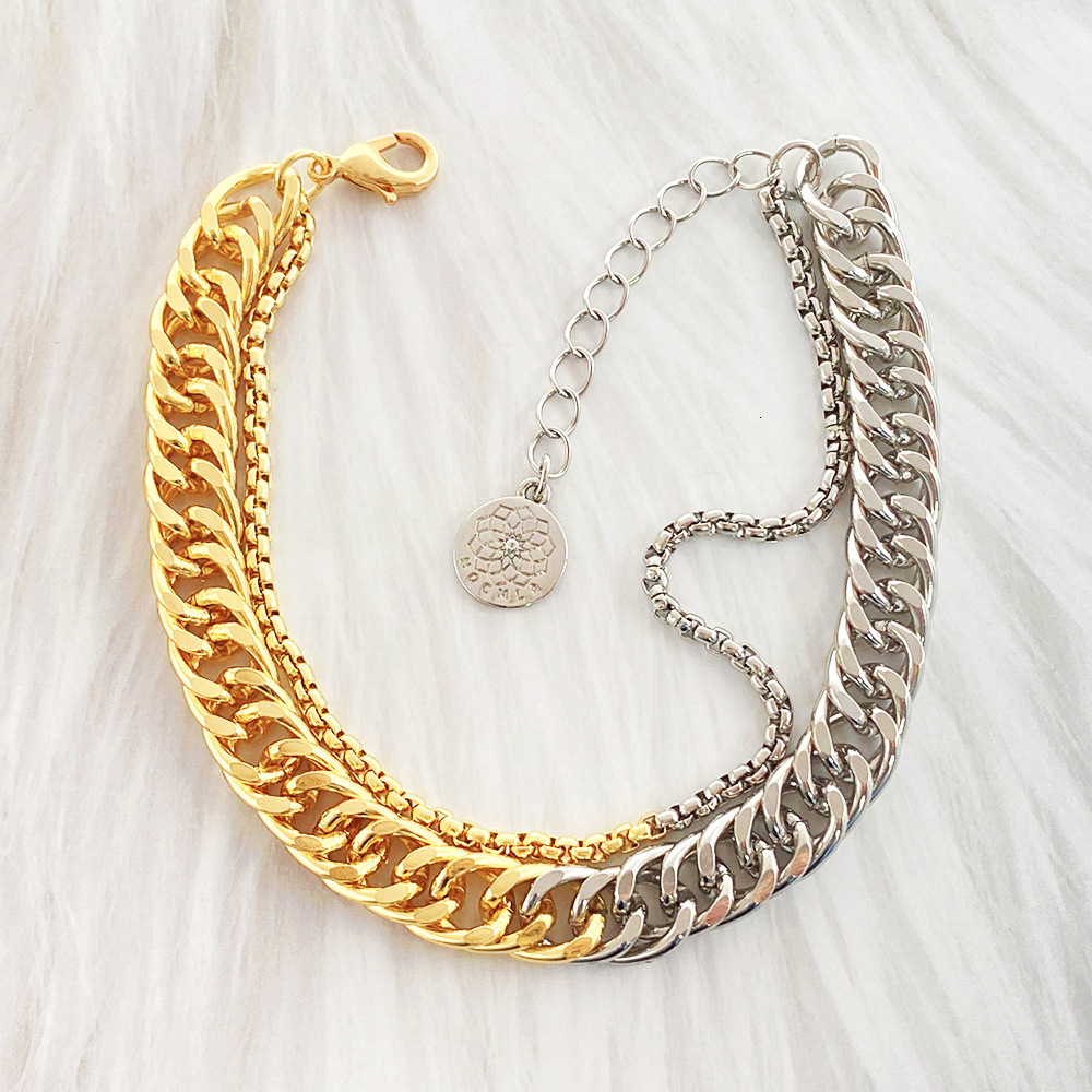 Simple Retro Niche Black And White Gold Ins Fashion High-grade Cuban Necklace Women's Jewelry