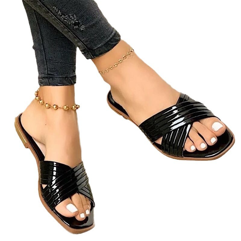 2025summer ins new daily flat bottomed open toe casual outdoor women's round headed slippers #ddmykukumalu
