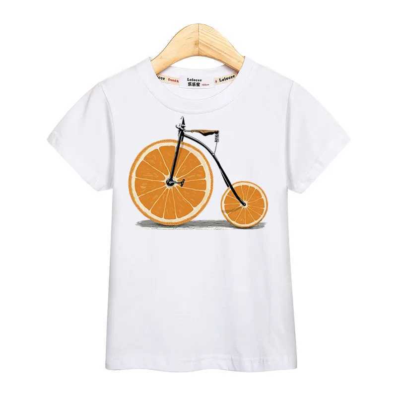 Children Summer T-shirt Fruit Bicycle Funny Shirt Boys Girls Cartoon Tops Short Sleeve TeesT250306