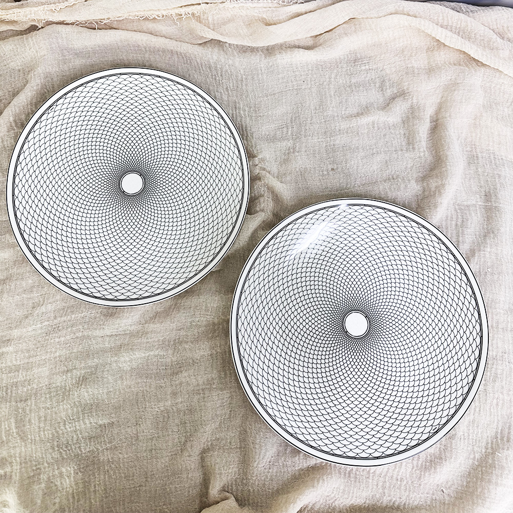 2 pcs 10 inch Nordic creative Hotel Western steak plate ceramic tableware set characteristic pattern household