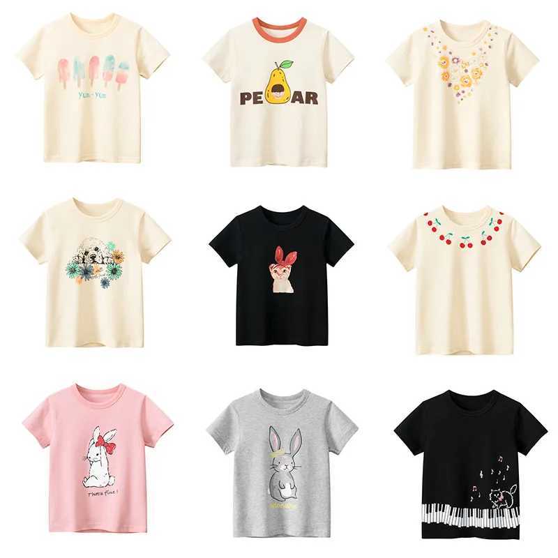 2025 Korean Summer Short Sleeve Children Girl T-shirts Printed 2-8 Years Cotton Toddler Girl Tops Kids Baby Girl Tees ClothesT250306