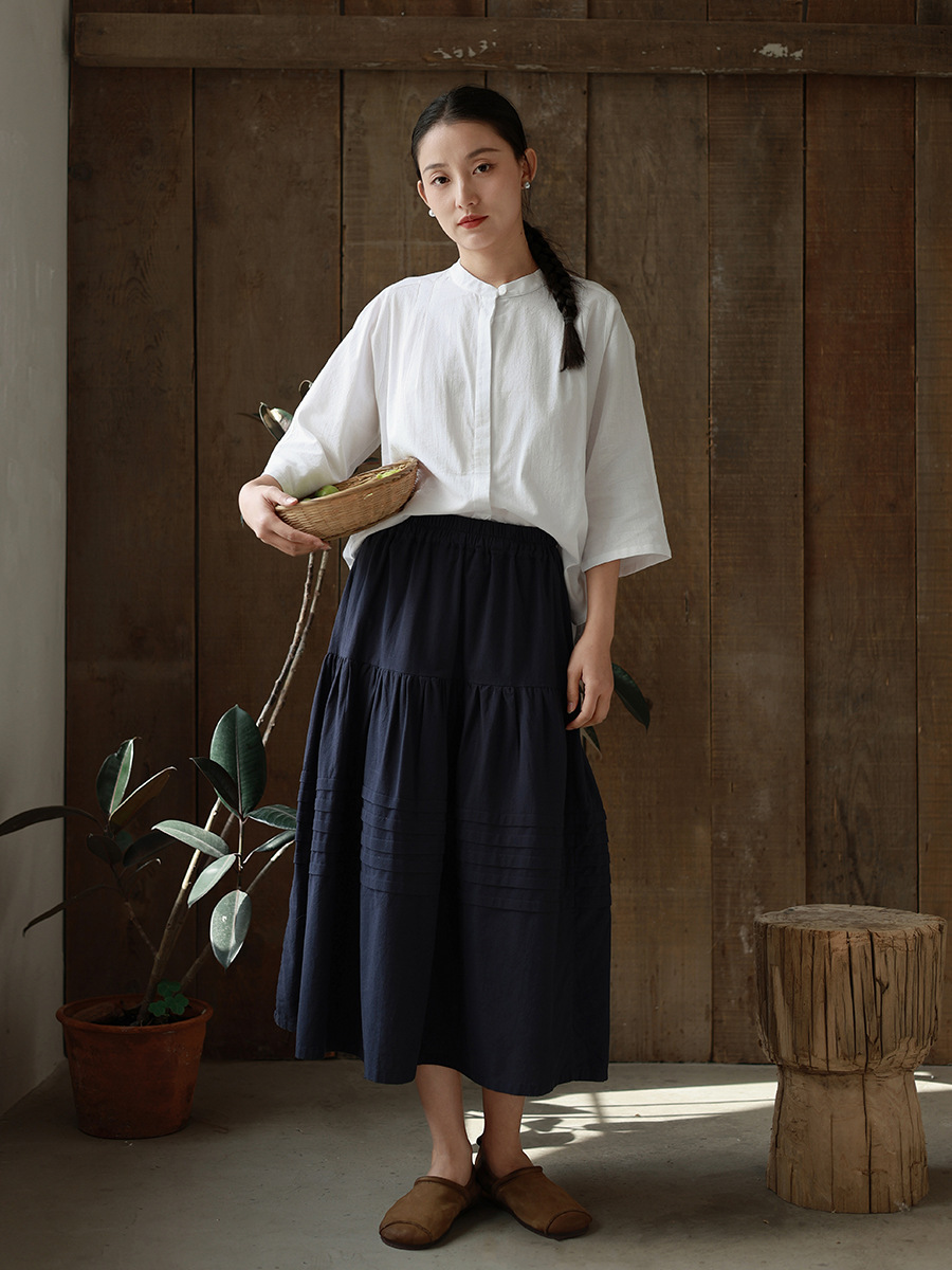 X1230 New season skirt for women with elastic waist pink A-line skirt temperament versatile ladies skirt