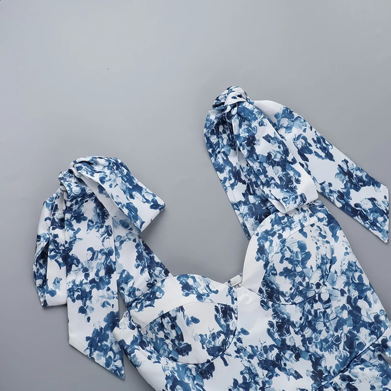 Autumn Sexy Dress With Vacation Style Temperament Slim Fit Printed Lace Up A-List Skirt For Women ZX24179PFO 250305