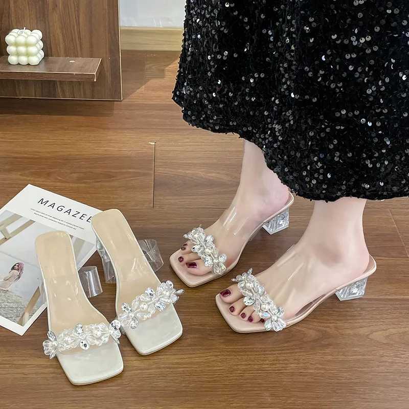 Wenfei Shiny Crystal High H Sandals Warm Summer New Transparent PVC High Heel Pump Womens Party Slide Plus Size 42 Y250306