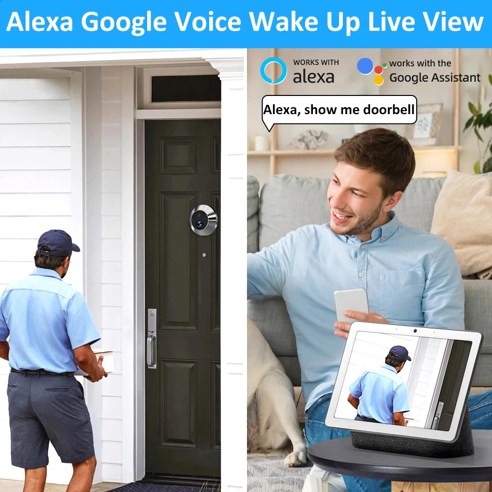 Tuya Smart 3MP 140° Wide View Angle Mini Digital Peephole Eye Viewer WiFi IR PIR Detection Doorbell Door Camera Alexa Google 250305