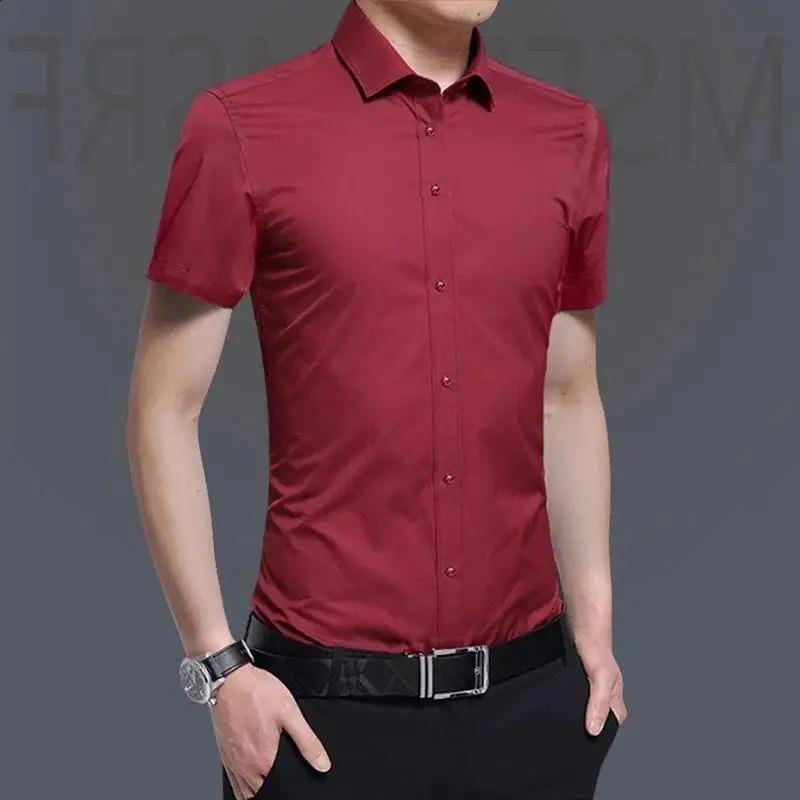 Dress Shirt Long Sleeve Silk Business Plain Man Tops Formal Shirts and Blouses for Men Office Cotton with Collar S Cool Clothing 250227