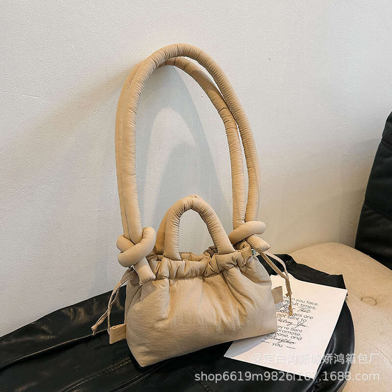 Nylon Backpack, Down Cotton, Fashionable Handheld Makeup Bag, Lightweight Single Shoulder Crossbody Bucket Bags