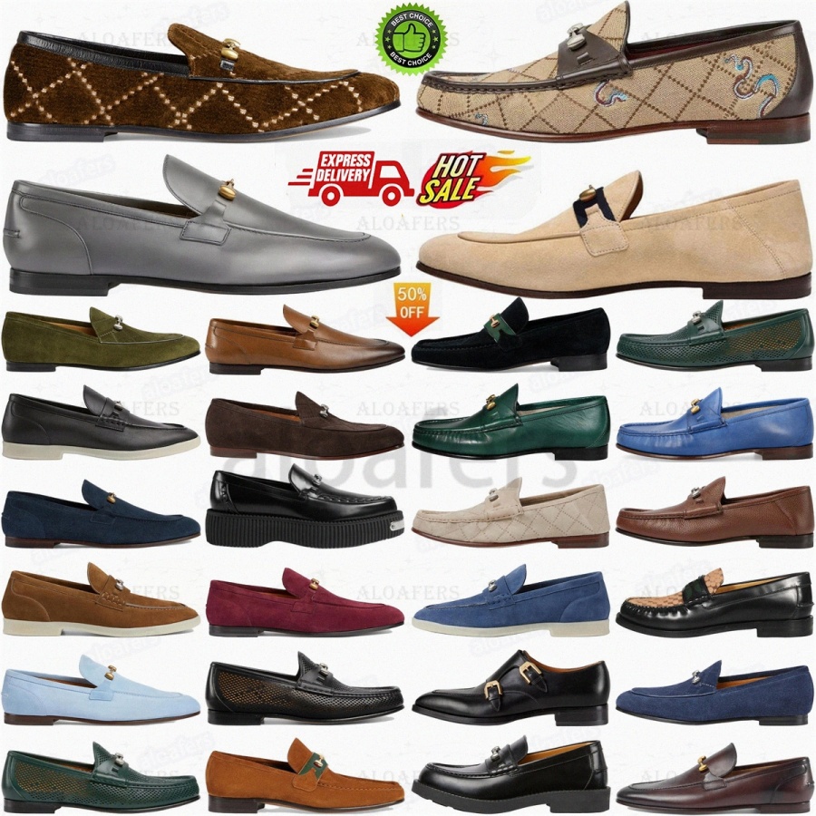 designer shoes loafers Dress Horsebit Slip On Loafer Gallipoli Velvet Ayrton Webbing-Trimmed Leather Driver Genuine Moccasins Wedding Office Formal Bl V46Y#