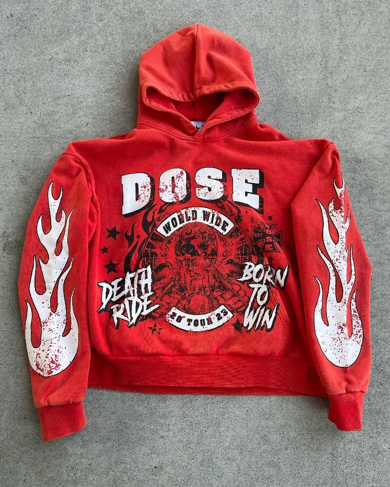 Retro Street Hip Hop Harajuku Alphabet Printing Super Large Hoodie Mens Fashion Trend Gothic Leisure Fully Matched with ProWay 250306