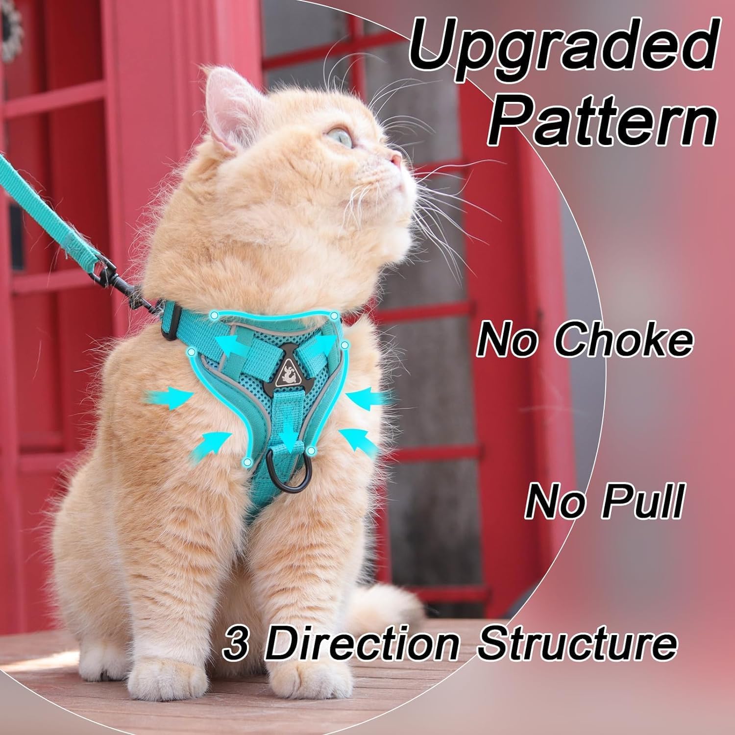 Upgraded Escape-Proof Vest Harness Leash Set for Small Dogs and Cats, Adjustable Reflective Mesh Coat for Outdoor Walking, XL Green