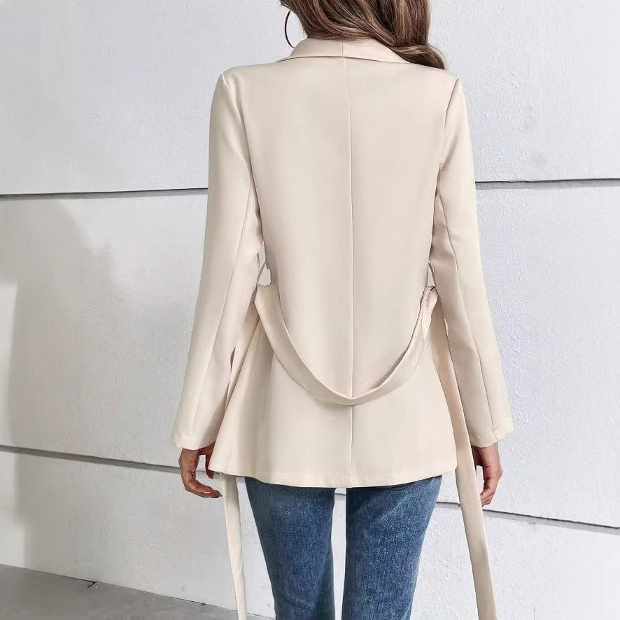 G35Classic Slim Fit Long Sleeve Suit Coat Modern Solid Hued Lace Up Design Perfect for Enthusiasts of European Aesthetics