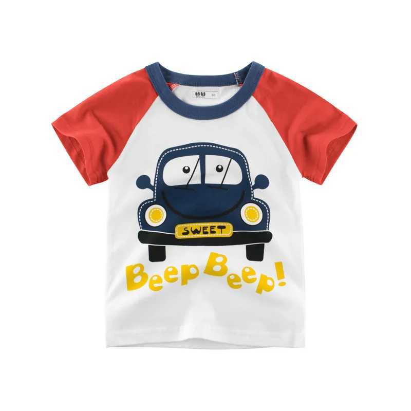 2 3 4 5 7 9 Years Summer Boys Cartoon T-shirt Car Printing Korean Style Little Boys Short Sleeve Cotton Tops Kids ClothingT250306