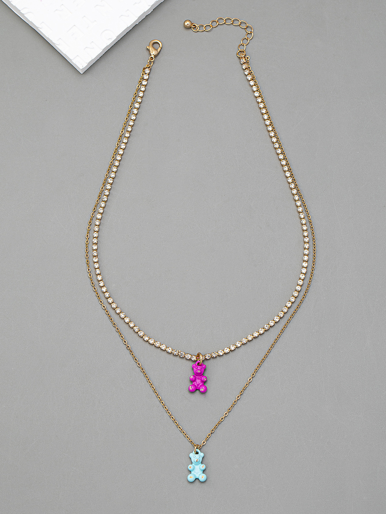 Ins Gummy Bear Pendant Multi-layer Necklace Women's Metal Personality Collarbone Chain Jewelry