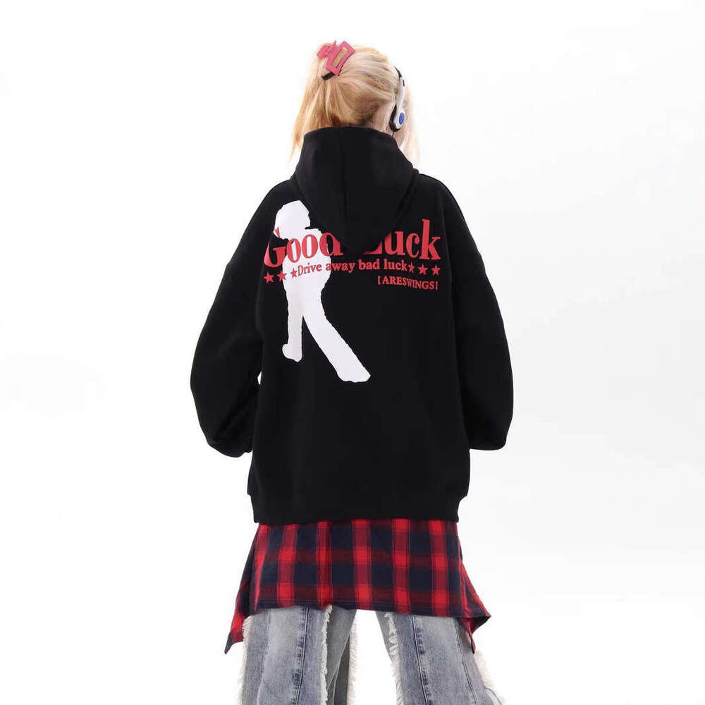 American letter hooded sweatshirt print unisex lazy hip-hop loose top