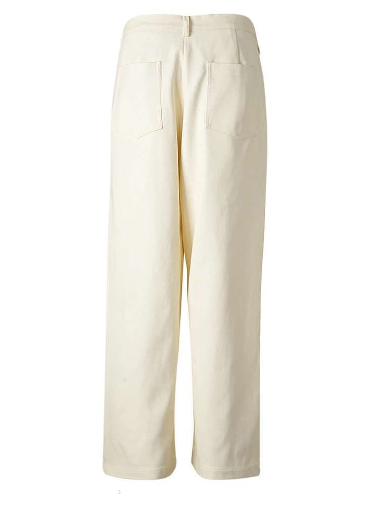 EAM High Waist Black Button Irregular Spliced Long Wide Leg Pants New Trousers Women Fashion Tide Spring Autumn 2025 Cpg2744
