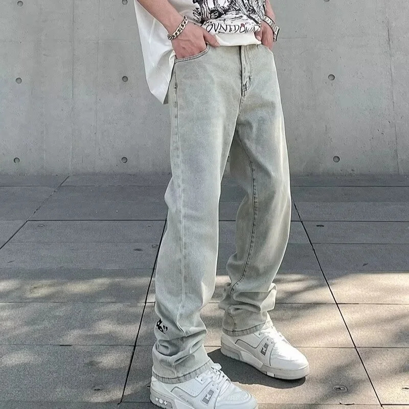 American Gothic Letter Mens Baggy Jeans Y2K Retro Harajuku Straight Denim Trousers Hip Hop Fashion Printed Jean Man Pants 250306wtt