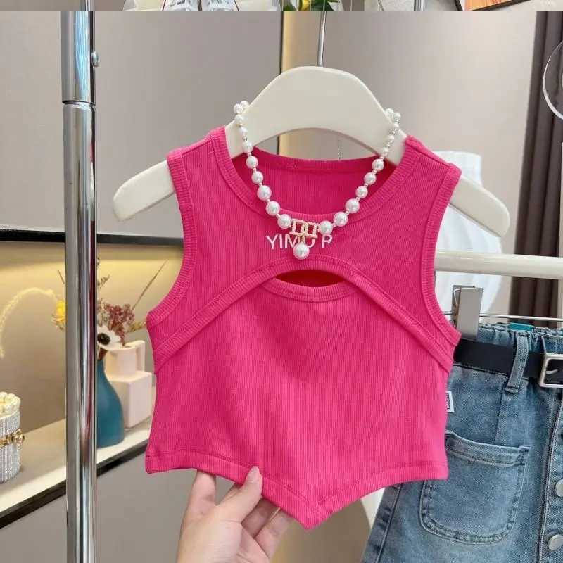 2024 Summer Girls 2-8 Years Fashion Vest Without Necklace Kids TopsT250306