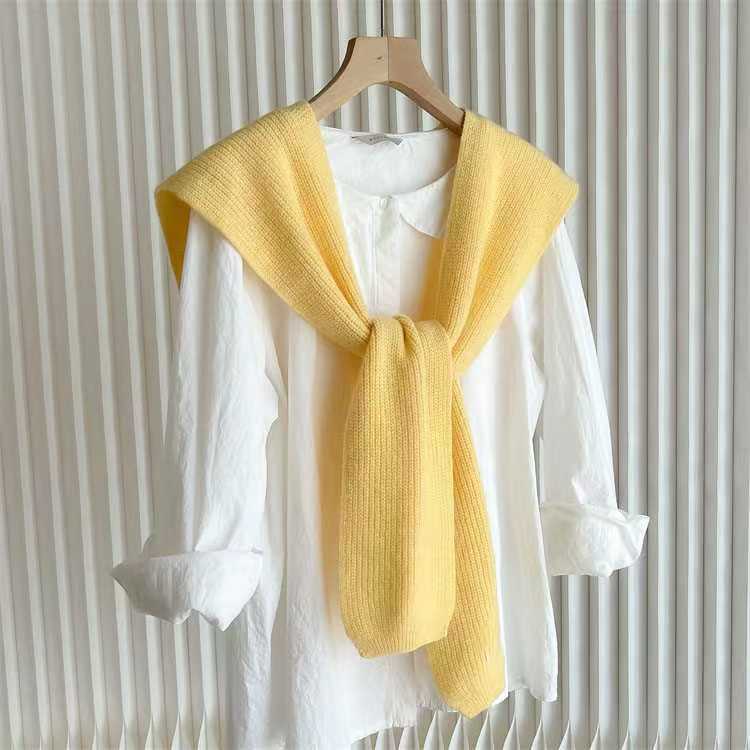 T234 knitted small shawl stylish women's outer wear knotted neck protection shoulder cape scarf 2025 new versatile shoulder