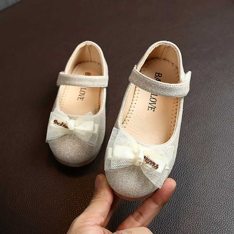 Girls Shoes for Spring Autumn Kids Flats Shoes Lace Bowknot Glitter Princess Soft Soled Children Wedding Dance Shoes 21-30T250306
